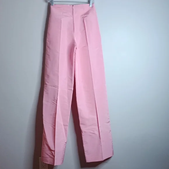 Greta Constantine Wide Leg Super High Waisted Long Structured Silk Trousers XS-S - Picture 3 of 12